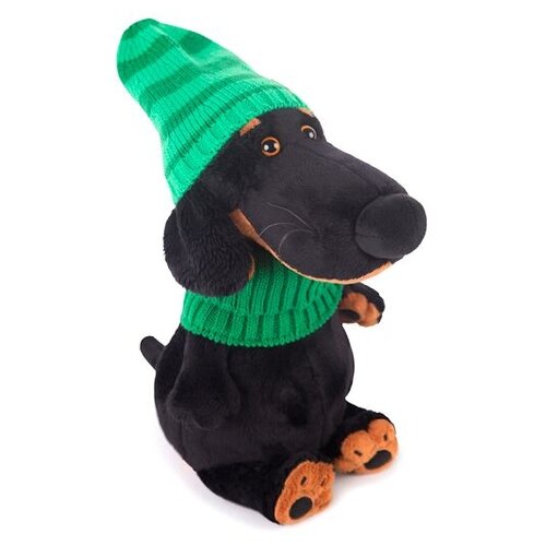 фото Мягкая игрушка basik&co пёс ваксон в зелёной шапке и шарфе 25 см