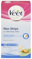 Veet Восковые полоски Easy Gelwax с витамином E и миндальным маслом для чувствительной кожи 12 шт.