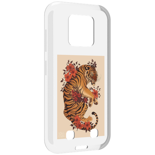 Чехол MyPads злой-тигр-с-цветами для Oukitel WP18 задняя-панель-накладка-бампер чехол mypads злой большой тигр для oukitel wp21 задняя панель накладка бампер
