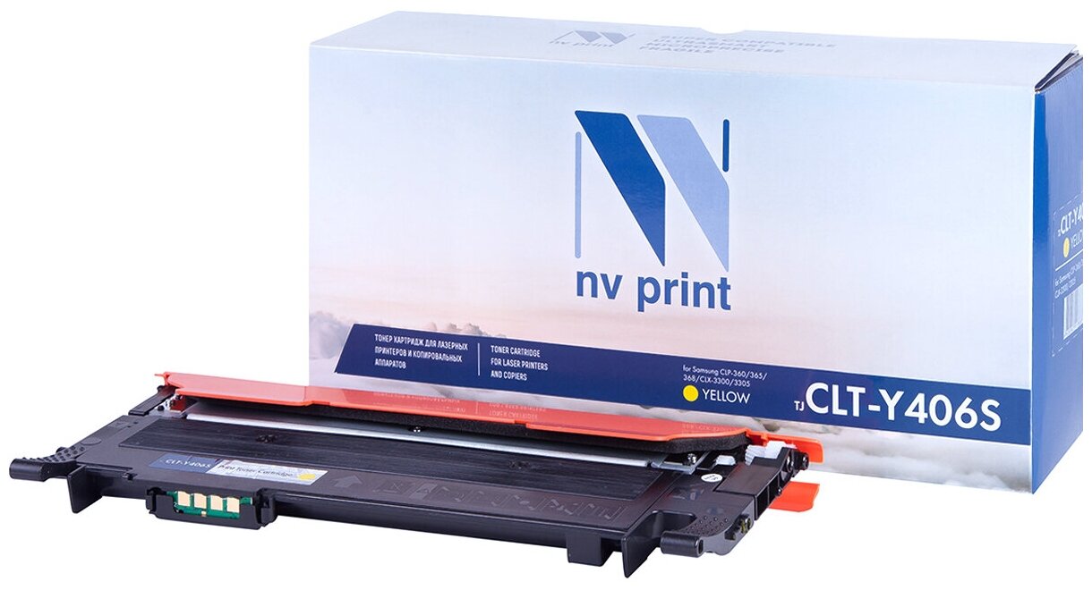 Лазерный картридж NV Print NV-CLTY406SY для Samsung CLP-360, 365, 368, CLX-3300, 3305 (совместимый, жёлтый, 1000 стр.)