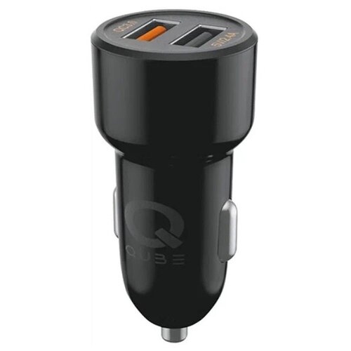 Автомобильное зарядное устройство QUB (QC2QUICK30BLK) (2USB, 2.4A + Quick Charge 3.0), черный