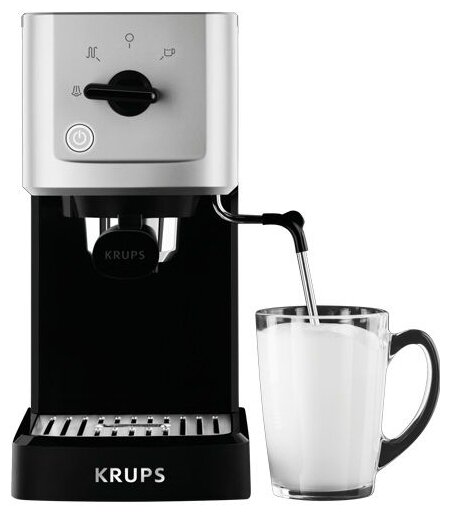 Кофеварка рожковая Krups Calvi Meca XP 3440 черный/серебристый - фотография № 5