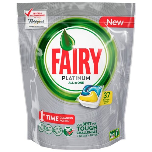 фото Fairy Platinum All in 1 капсулы (лимон) для посудомоечной машины 37 шт.