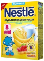 Каша Nestlé молочная мультизлаковая с бананом и кусочками земляники садовой (с 8 месяцев) 250 г
