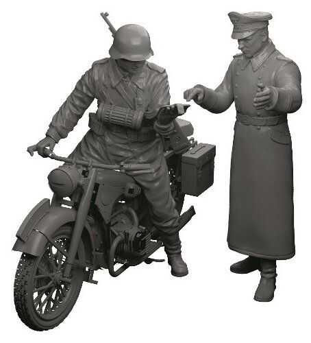Немецкий тяжелый мотоцикл Р-12 с водителем и офицером (3632) - фото №1