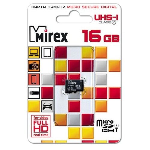 Карта памяти Mirex microSDHC 16 ГБ Class 10, V10, A1, UHS Class 1, R/W 104/45 МБ/с, 1 шт., черный карта памяти 16gb mirex micro secure digital hc class 10 uhs i 13612 mcsuhs16 оригинальная