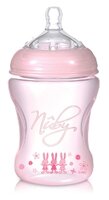 Nuby Бутылочка полипропиленовая медленный поток Natural Touch, 240 мл с рождения, розовый