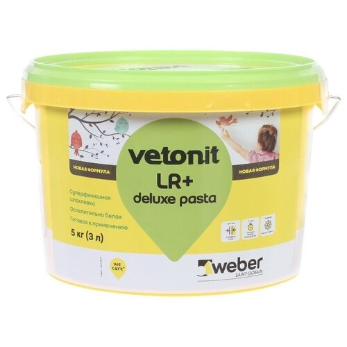 Шпатлевка полимерная суперфинишная Weber.Vetonit LR+ deluxe pasta шпатлевка готовая ветонит lr pasta бриллиант суперфинишная 18кг тов 213789