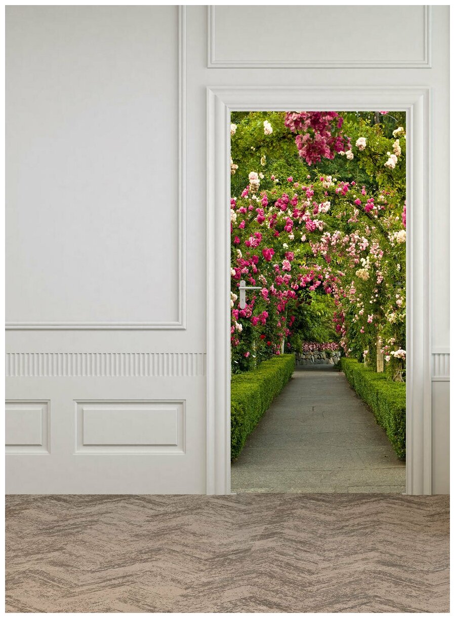 Фотообои на двери HARMONY Decor HDD-072 Цветущая аллея в парке, 97 х 202 см, самоклеющиеся