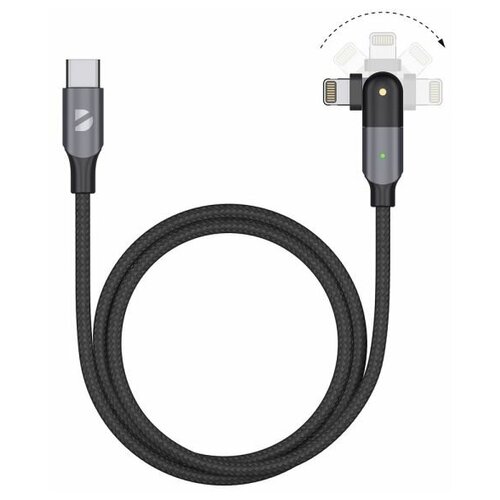 Кабель Deppa USB-C - Lightning 1.2м 3A PD Поворотный Black (арт.72331) кабель deppa usb c lightning 1 2м 3a pd поворотный black арт 72331