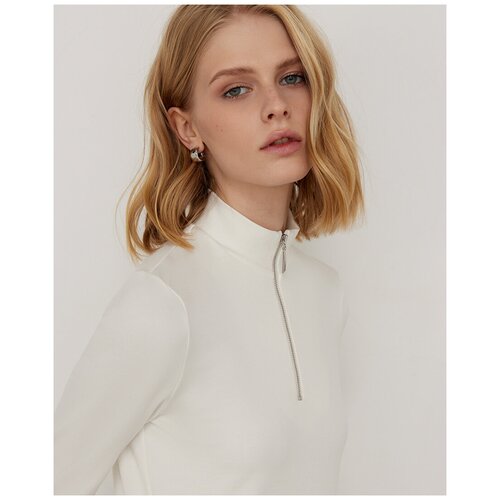 фото Cocos лонгслив из эластичного спортивного трикотажа на молнии, белый, xs