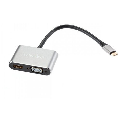 Кабель-концентратор USB3.1 TypeCm /HDMI+USB3.0+PD+VGA Alum Grey 4K30Hz, Telecom кабель концентратор usb3 1 typecm