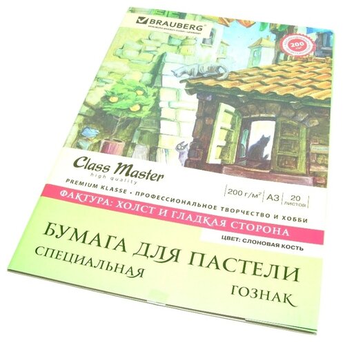фото Папка для пастели BRAUBERG Холст 42 х 29.7 см (A3), 200 г/м², 20 л.