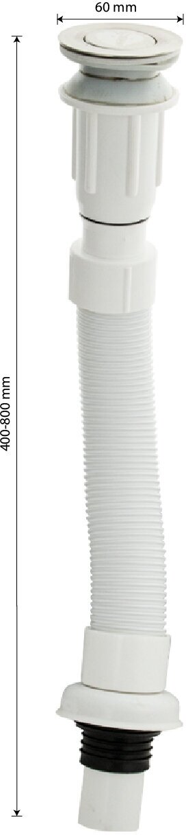 Гофросифон санакс - полуавтомат, белый пластик АБС, с верхней частью из нержавеющей стали 0884 - фотография № 2