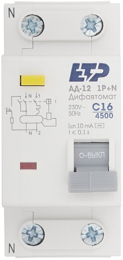 ETP Дифференциальный автомат АД-12 1P+N 16A/10мА (хар. С) ETP