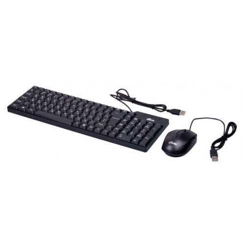 Комплект клавиатура + мышь Ritmix RKC-010 Black USB, черный, английская/русская комплект 4 наб набор клавиатура мышь ritmix rkc 010 проводной 15119373