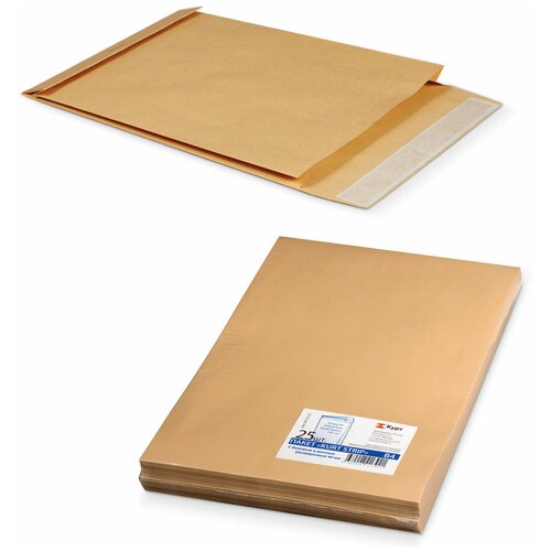 конверт пакеты в4 объемный 250х353х40 мм до 300 листов крафт бумага отрывная полоса комплект 25 шт 391157 25 Конверт-пакеты курт 391157.25, комплект 2 шт.
