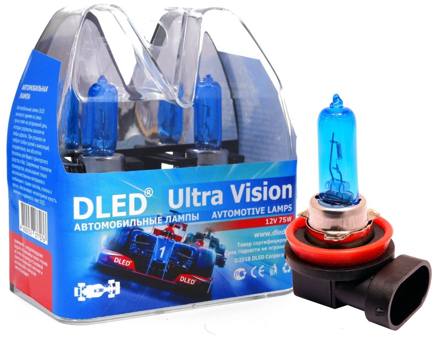 Автомобильные лампы H9 75W 5000K DLED "Ultra Vision" (2 лампы)