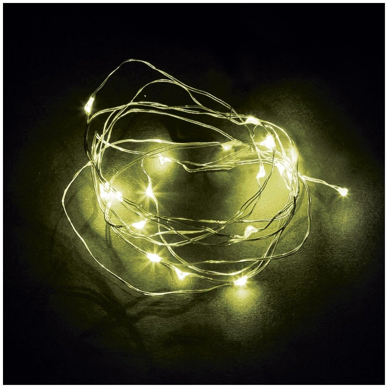 фото Гирлянда 20 LED 2м, желтый, батарейки 2*АА, IP 20, шнур 0,5м , CL570