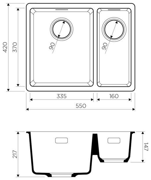 Кухонная мойка Omoikiri Kata-55-2-U-CA - фотография № 6