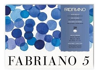 Бумага для акварели Fabriano Блок для акварели FABRIANO "5", 300г/м2, 26x36см, Торшон, склейка 20 листов