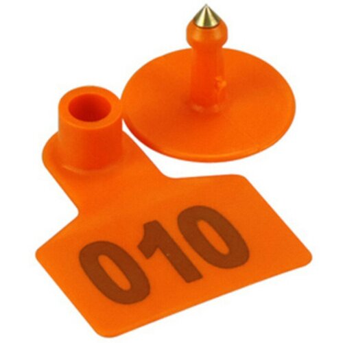 бирка двойная для крс 40 50 мм оранжевая с номером 100 шт Бирка двойная для свиней 40*50 мм оранжевая с номером, 100 шт.