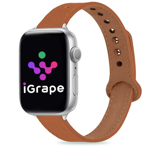 Кожаный ремешок pin and tuck для Apple Watch 42/44/45 мм, iGrape (Коричневый) кожаный крокодиловый ремешок с металлическим коннектором для apple watch размер 42 44 45 мм светло коричневый