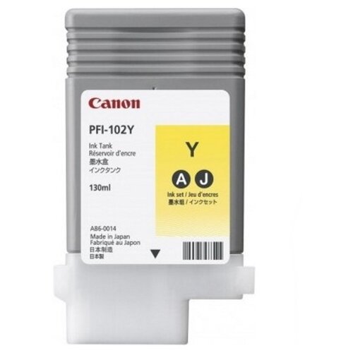 Картридж Canon PFI-102Y (0898B001), 120 стр, желтый печатающая головка canon pf 03 2251b001 для ipf500 ipf600 ipf610 ipf700 ipf710 ipf5000 ipf6100 8000 9000