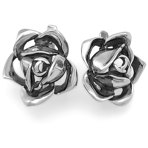 Серьги серебряные женские, серебро 925 пробы, ювелирное украшение Роза, крупные, необычные, модные, вечерние сережки