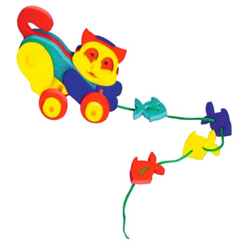 Каталка-игрушка Флексика Кошечка (45496), зеленый/синий/красный/желтый каталка игрушка флексика собачка 45497 желтый голубой красный синий