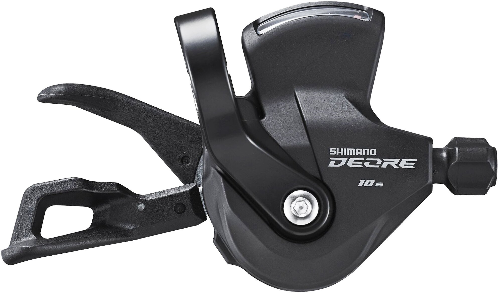 Шифтер (манетка) Shimano SL-M4100, серия Deore, 10 скоростей, под правую руку, трос 205 см, с индикатором, черный