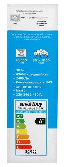 Прожектор светодиодный Smartbuy FL SMD LIGHT, 30 Вт, 6500 К, 2400 Лм, IP65, 118x35x90 мм - фотография № 3