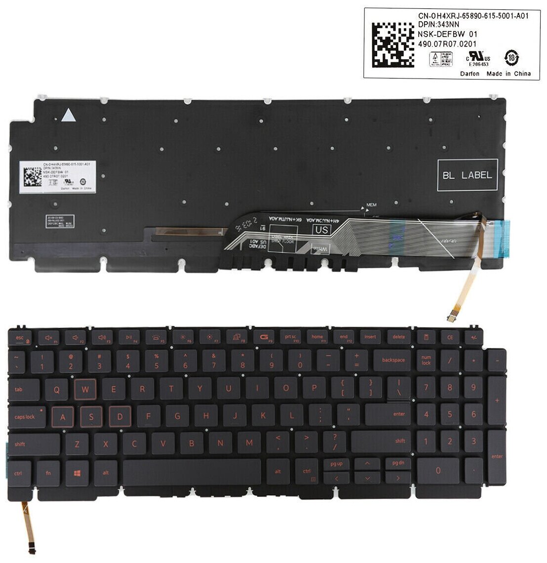 Клавиатура для ноутбука Dell G15 5510 5511 5515 Red p/n: