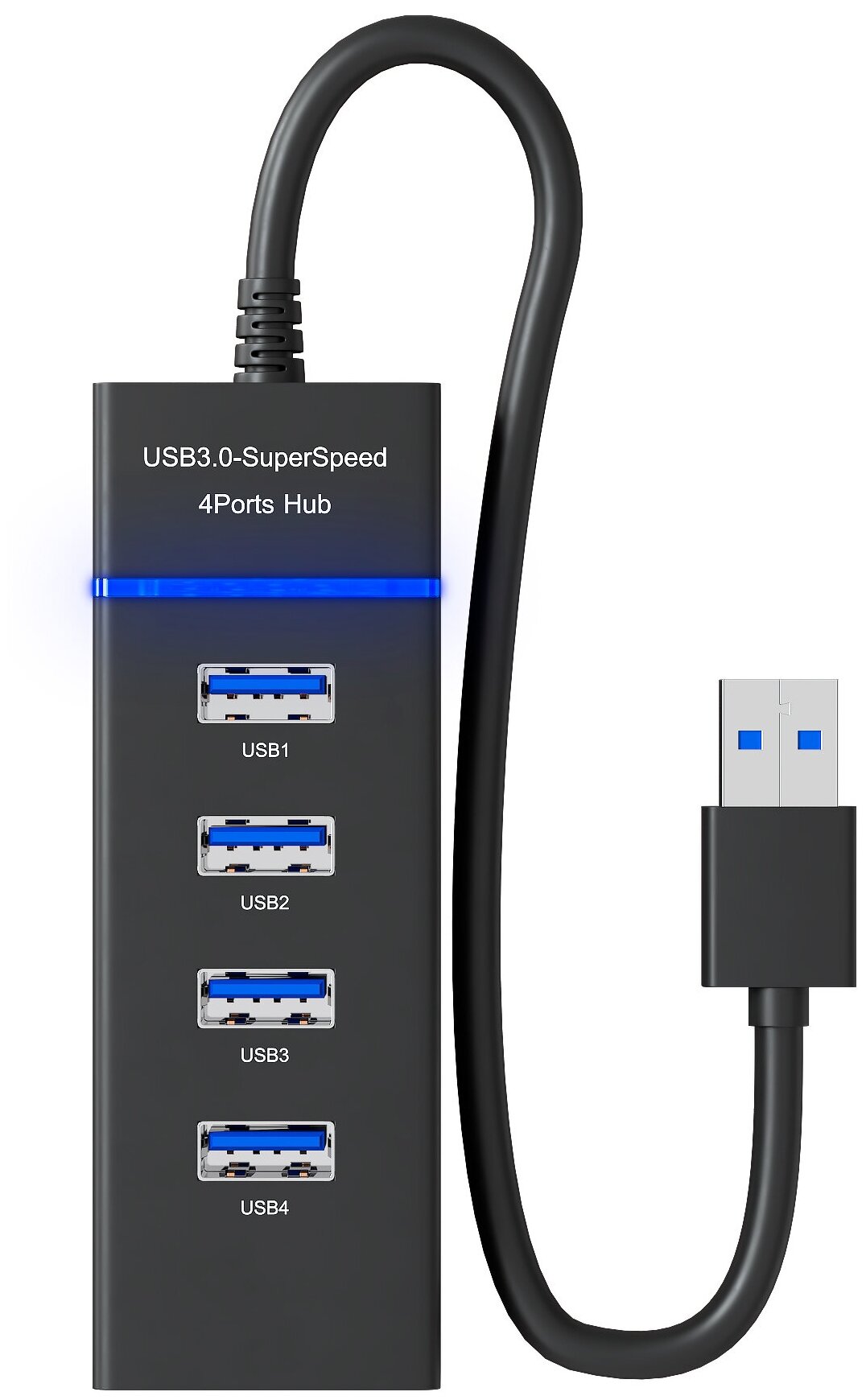 USB 30 концентратор разветвитель хаб GSMIN B32 на 1x USB 30 + 3x USB 20 переходник адаптер до 5 Гбит/с (20) (Черный)