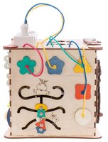 Развивающая игрушка IWOODPLAY Бизикуб с блоком электрики бежевый