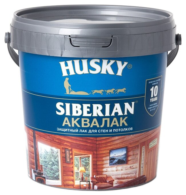 Лак для стен и потолков HUSKY Siberian бесцветный 0,9 л полуматовый