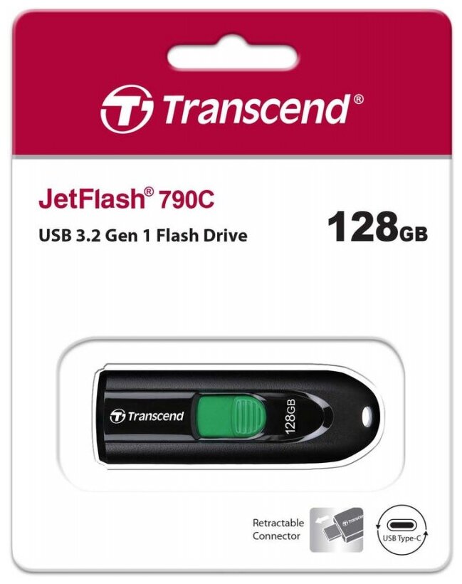 USB флешка 128Gb Transcend JetFlash 790C USB Type-C 3.2 Gen 1
