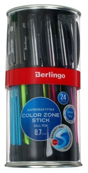 Ручка шариковая Color Zone stick 0,7мм, синяя, прорезин корпус 285411