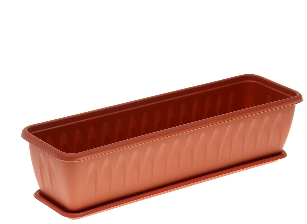 фото Ящик балконный «Алиция», 60 см, с поддоном, цвет терракотовый