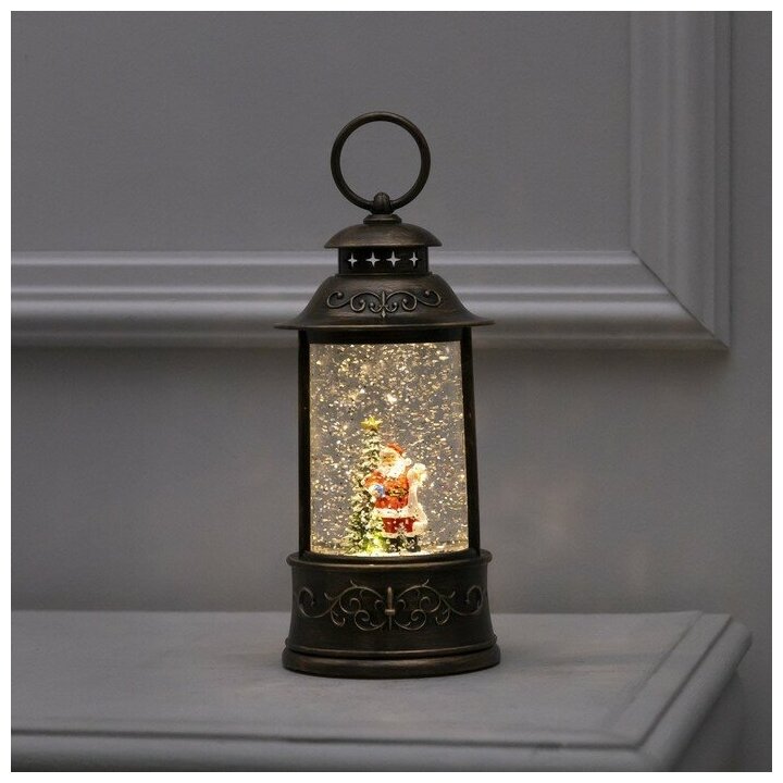 Фигура светодиодная фонарь "Дед Мороз и елка", 10х21 см, USB, музыка, Т/белый