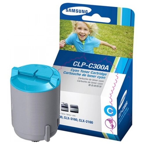 Картридж Samsung CLP-C300A, 1000 стр, голубой тонер картридж 7q clp c300a для samsung clp 300 голубой 1000 стр