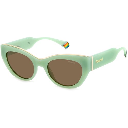 фото Солнцезащитные очки polaroid, кошачий глаз, поляризационные, с защитой от уф, зеленый
