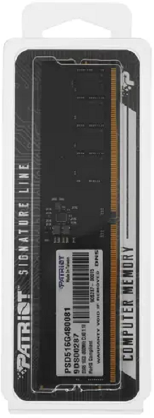Оперативная память Patriot Signature DDR5 - 16Gb, 5200 МГц, DIMM, CL42 (psd516g520081) - фото №7