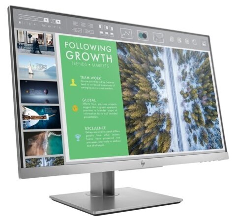 HP E24 G4 23,8 Monitor 1920x1080, 16:9, IPS, 250 cd/m2, 1000:1, 5ms, 178/178, VGA, DP, HDMI, USB, height, tilt, swivel, pivot, Black&Silver(