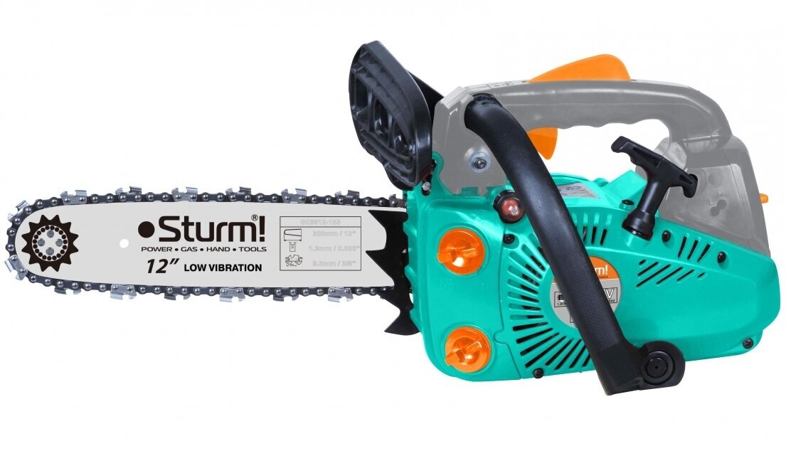 Бензопила Sturm GC9912 , 1,2 кВт, 305 мм, шаг цепи 3/8, тормоз цепи, праймер!