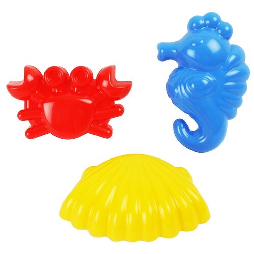 фото Набор полесье краб №1 + морской конёк + ракушка №1 36551, красный/желтый/синий