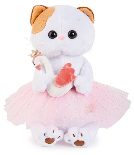 Мягкая игрушка Basik&Co Кошка Ли-Ли балерина с лебедем, 24 см, мультиколор