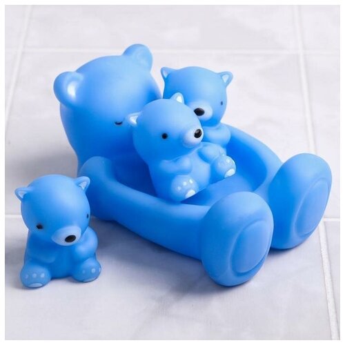фото 1 набор резиновых игрушек с пищалкой для игры в ванной "мишки" мыльница, игрушки 3 шт, цвет, в ассортименте, 15 см. sweet home