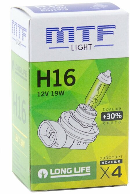 Галогенная лампа MTF H16 12V 19W Standard+30%