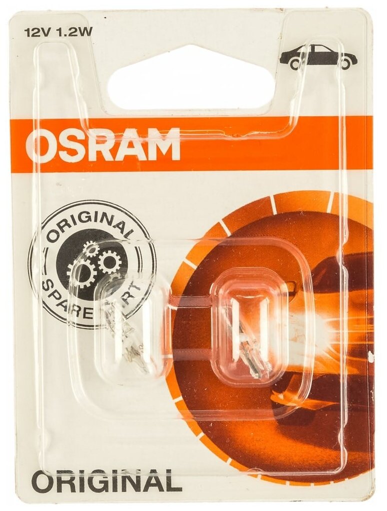 OSRAM Автолампа W1.2W W2 4.6d , 2шт 12V ,1,10 2721-02B